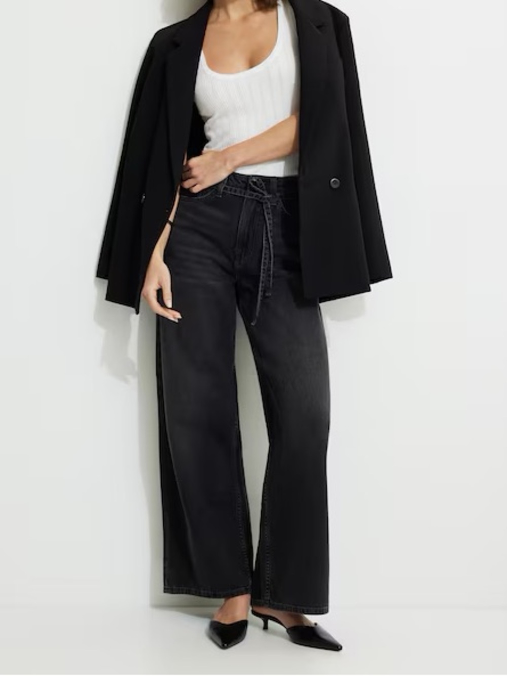 Dynamite High-Rise Black Tie-Waist Jeans